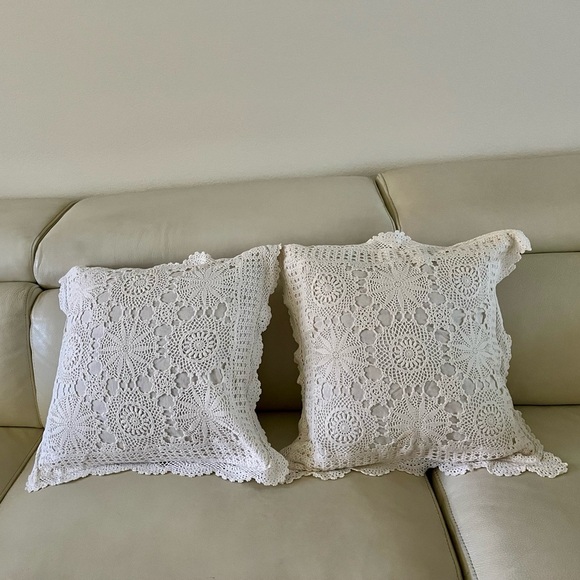 Crochet Lace Throw Pillows 17/18 Inches - Picture 1 of 7